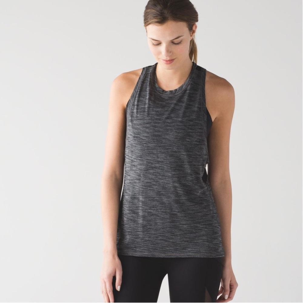 ❌CLEARANCE Lululemon Work The Circuit With Sports Bra Heathered Black Tank Top - Picture 5 of 15